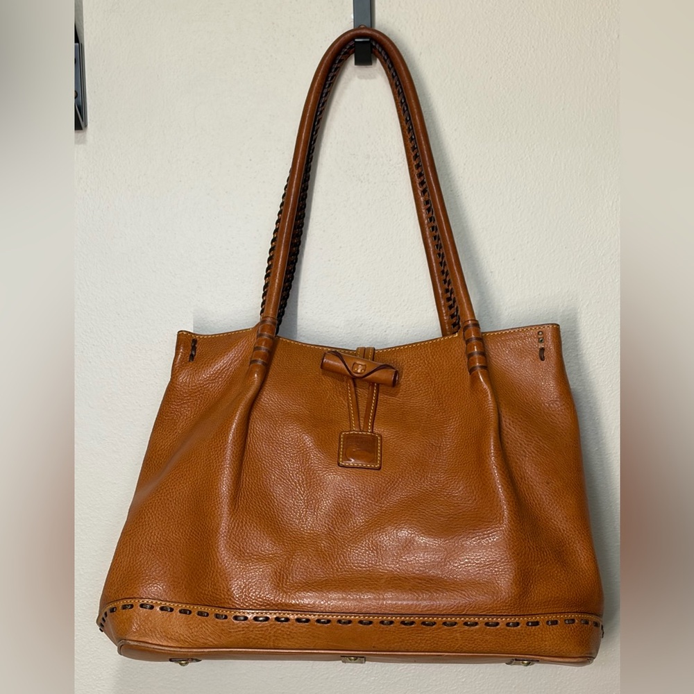 Vintage Dooney & Bourke Florentine Leather Double Handle Toggle Bag